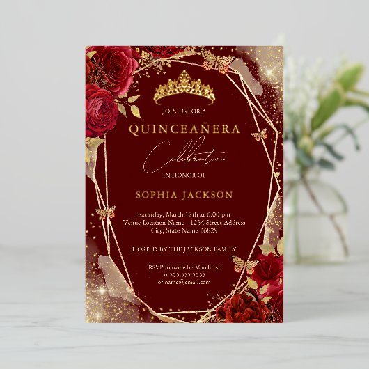 Rote Flora Rose Gold Tiara Pinacoteca Casa Serodin Folieneinladung (Stehend vorne)