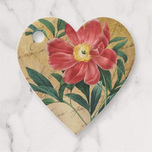 Rote Flora Rustikal Vintag Geschenkanhänger (Vorderseite)