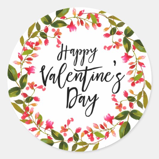 Rote Flora und Fauna Valentine Runder Aufkleber (Vorderseite)