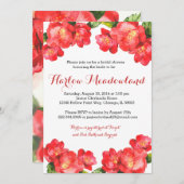 Rote Flora Wasserfarbe Bridal Dusche Einladung (Vorne/Hinten)