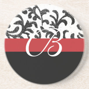 Rote Floral Monogramm Untersetzer