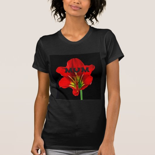 Rote Floral Mum T-Shirt (Vorderseite)