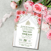 Rote Floral Nikah Islamische Hochzeitseinladung Einladung