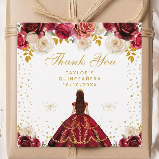 Rote Floral Princess Quinceañera Geschenkanhänger