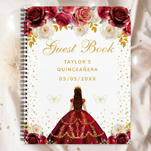 Rote Floral Princess Quinceañera Notizblock