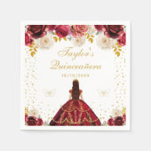 Rote Floral Princess Quinceañera Serviette (Vorderseite)