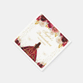 Rote Floral Princess Quinceañera Serviette (Ecke)