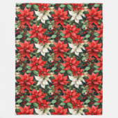 Rote Floraldecke Klassischer Weihnachtssofa-Stil Fleecedecke (Vorderseite)