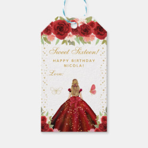 Rote Florale Blondhaar Prinzessin Sweet Sixteen Geschenkanhänger