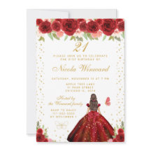 Rote Florale Braunhaarige Haar Prinzessin Geburtst