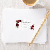 Rote, florale Elegant Rustikale Weiße Hochzeit Adressaufkleber (Insitu)