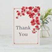 Rote Florale Faux-Texturpapier-Dankeskarten Einladung (Stehend Vorderseite)
