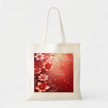 Rote Florale Festliche Tragetasche