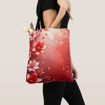 Rote Florale Festliche Tragetasche