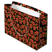 Rote florale Geschenktasche Große Geschenktüte (Rückseite Schrägansicht)
