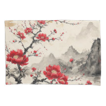 Rote florale japanische Landschaft