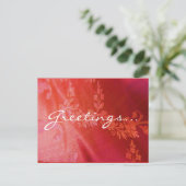 Rote florale Postkarte - Anpassbar (Stehend Vorderseite)