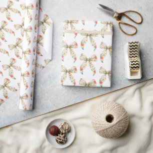 Rote florale Schleifen Geburtstag Geschenkpapier