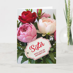 Rote Florale Schwester Muttertagskarte Karte