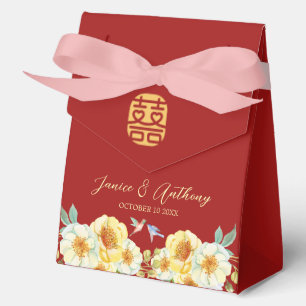 Rote florale Vogel-Chinesische Hochzeit Geschenkschachtel
