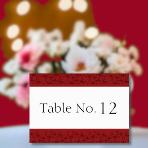 Rote florentinische Hochzeitskarte Tischnummer
