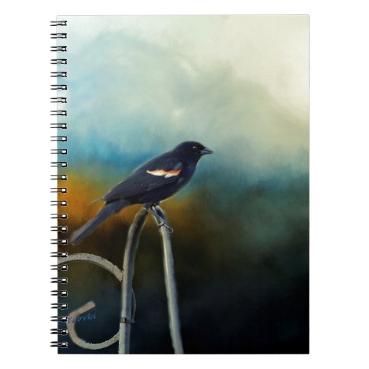 ROTE Flügel-Amsel Notizblock (Vorderseite)