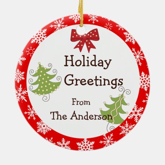 Rote Flügel-Eulen-Weihnachtsgruß-Verzierung Keramikornament (Hinten)