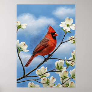 Rote Flügel und weiße Petalen Poster