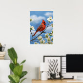 Rote Flügel und weiße Petalen Poster (Heimbüro)