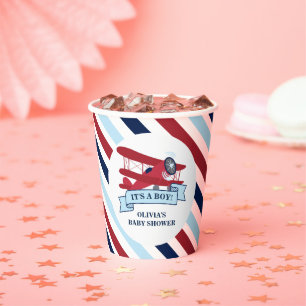 Rote Flugzeug-Baby-Party Pappbecher