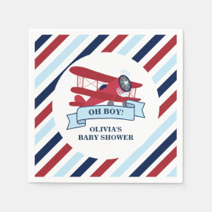 Rote Flugzeug-Baby-Party Serviette