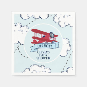 Rote Flugzeug-Baby-Party Serviette