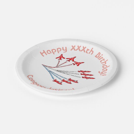 Rote Flugzeug Papier Teller, 17,8 cm Papier Pappteller (Schrägansicht)