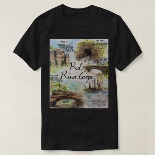 Rote Flussschlucht Naturschönheiten Malerei T-Shirt (Design vorne)