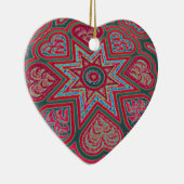 Rote Folk Art Hearts Keramikornament (Rechts)