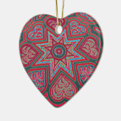 Rote Folk Art Hearts Keramikornament (Links)