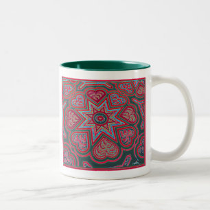 Rote Folk Art Hearts Tasse