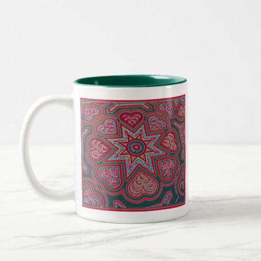Rote Folk Art Hearts Tasse (Links)