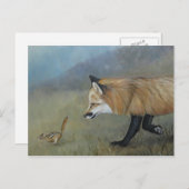 Rote Fox Begegnung Kunst Postkarte (Vorne/Hinten)