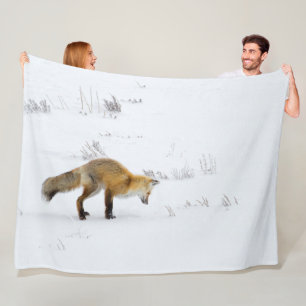 ROTE FOX JAGING IM SCHNEE FLEECEDECKE