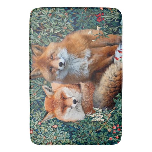 ROTE FOXE UNTER GRÖSSE, FOLIAGE UND BLUME BADEMATTE (Vorderseite Vertikal)