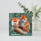 ROTE FOXE UNTER GRÖSSE, FOLIAGE UND BLUME EINLADUNG (Stehend Vorderseite)