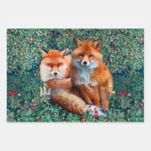 ROTE FOXE UNTER GRÖSSE, FOLIAGE UND BLUME GESCHENKPAPIER SET (Vorderseite)