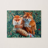 ROTE FOXE UNTER GRÖSSE, FOLIAGE UND BLUME PUZZLE (Horizontal)