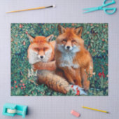 ROTE FOXE UNTER GRÖSSE, FOLIAGE UND BLUME SEIDENPAPIER (Basteln)