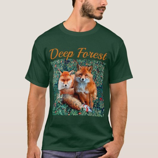 ROTE FOXE UNTER GRÜNEN BLÄTTER, FOLIAGE, BLUME T-Shirt (Vorderseite)
