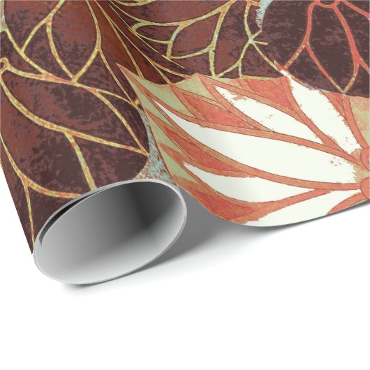 ROTE FOXE UNTER WEISSEN BLÄTTER UND FOLIAGE GESCHENKPAPIER (Rolleneckpunkt)