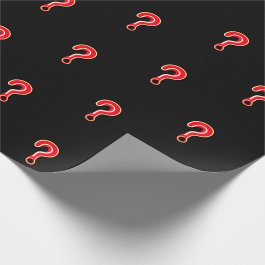 Rote Fragezeichen für schwarzes Wrapping-Papier Geschenkpapier (Ecke)