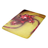 Rote Fraktal-Eidechse auf weich ockerfarbener Text Badematte (Schrägansicht)