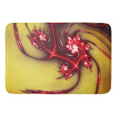 Rote Fraktal-Eidechse auf weich ockerfarbener Text Badematte (Vorderseite)